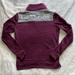 VS PINK Maroon and Grey Quarter Zip Pullover